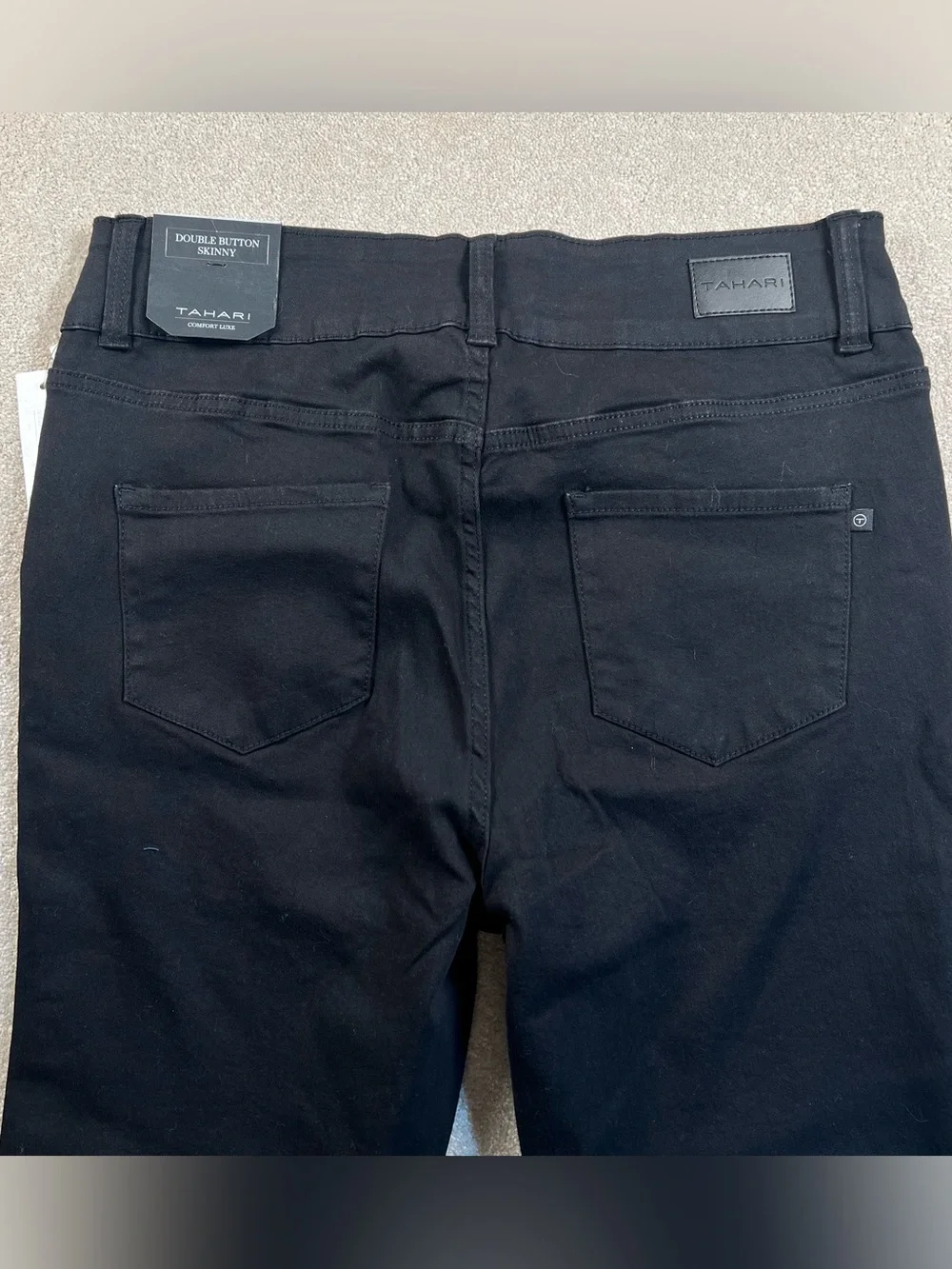Tahari Skinny Leg Pants Black Charlotte Double Button New Casual Women's 16W